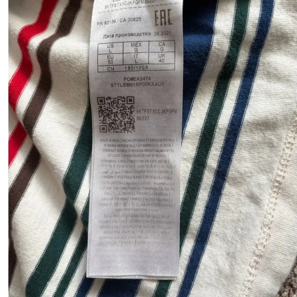 Guess Striped T-Shirt Large L Vintage Style Multi-Color Knit Retro Crew Neck Top - Picture 4 of 6